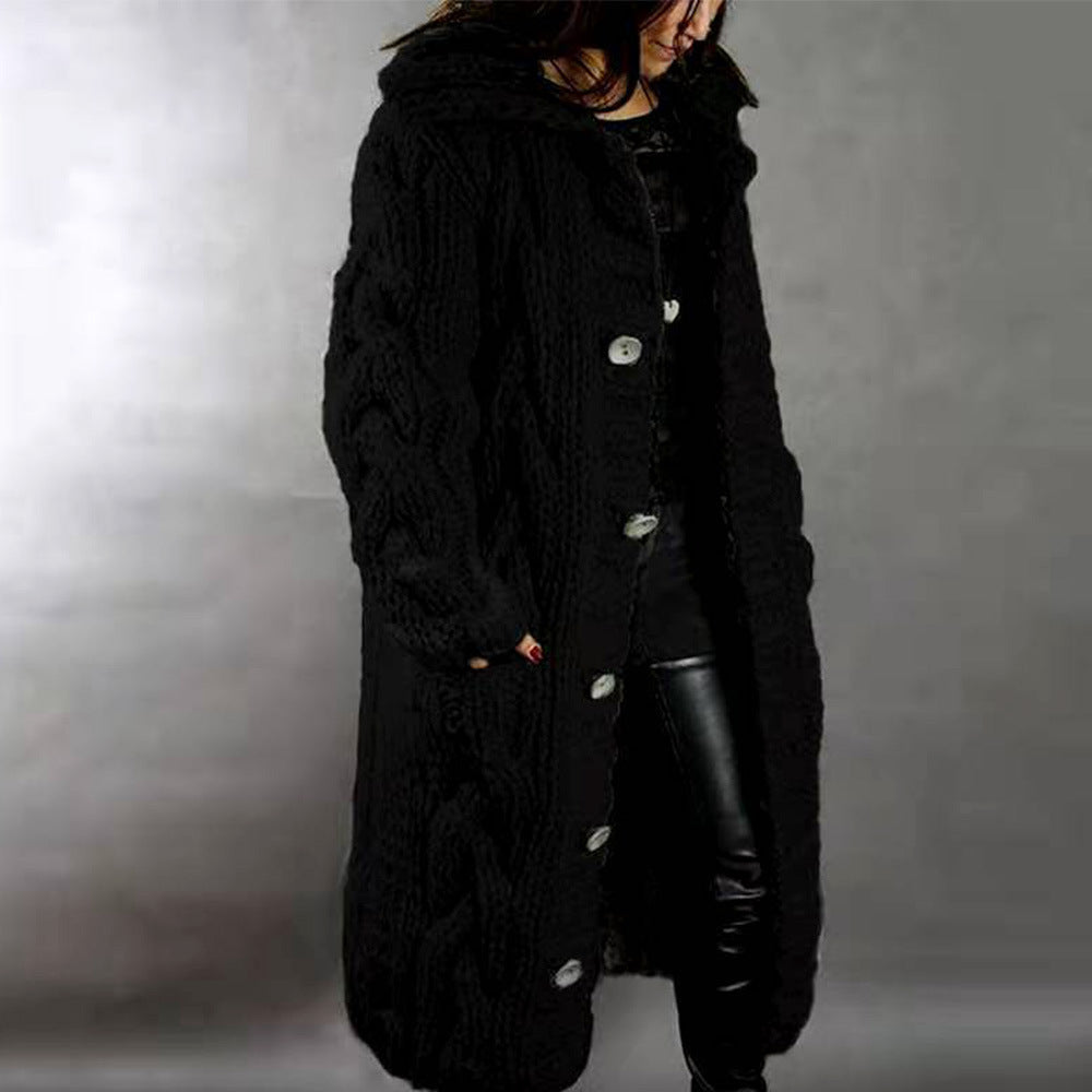 Women Winter Knitted Cardigan Overcoats-Shirts & Tops-Black-S-Free Shipping Leatheretro