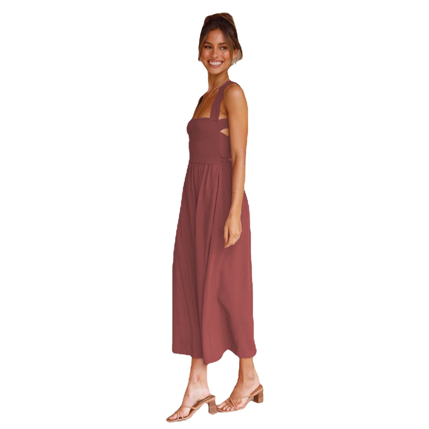 Sexy Backless Off The Shoulder Summer Linen Dresses-Dresses-Orange-S-Free Shipping Leatheretro