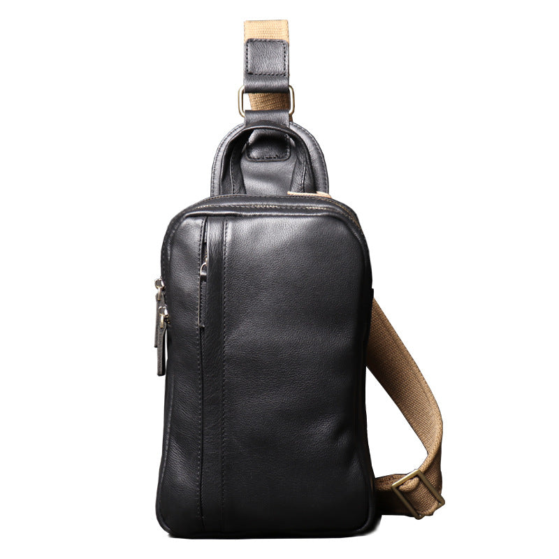 Vintage Black Large Crossbody Leather Chest Bags 9843-Handbags-Black-Free Shipping Leatheretro