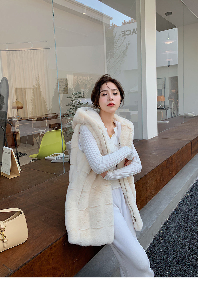 Artificial Fur Sleeveless Vest Coats for Women-vest-White-S-Free Shipping Leatheretro