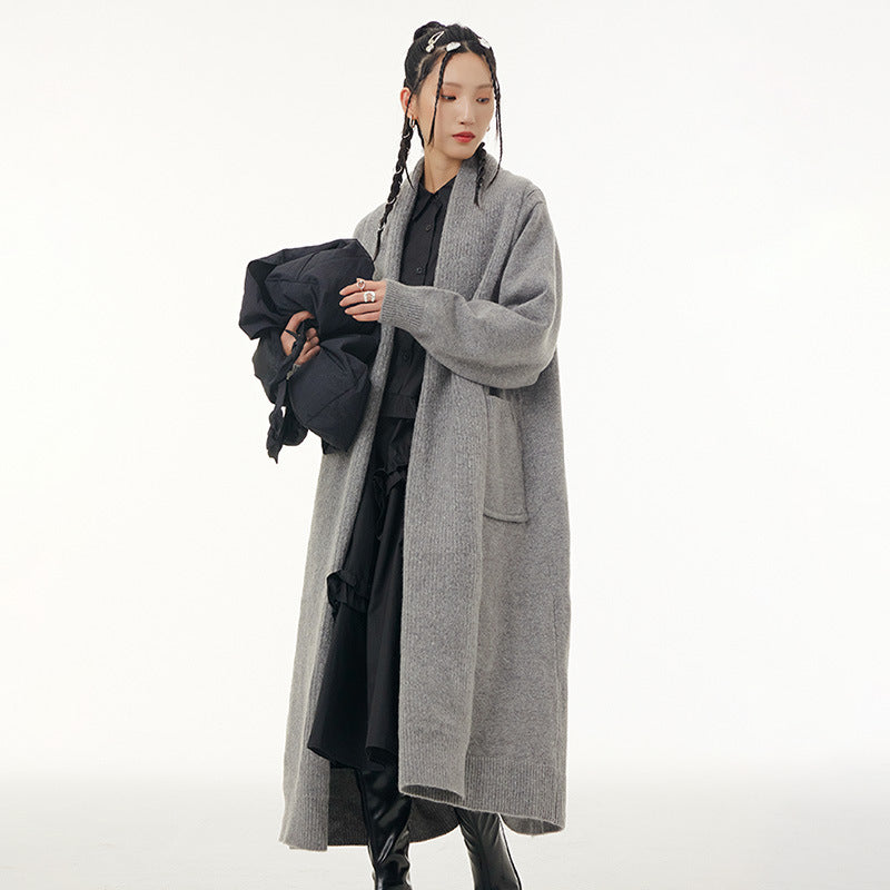 Fall Women Knitted Long Coats-Coats & Jackets-Gray-One Size-Free Shipping Leatheretro