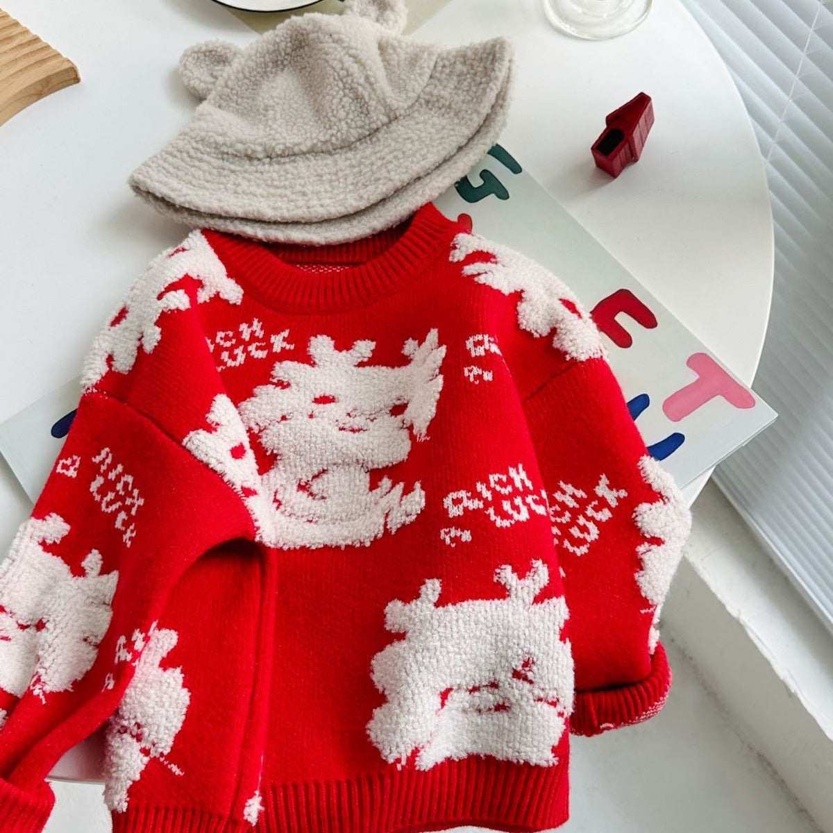 Lovely Knitted Kid's Pullover Sweaters-Shirts & Tops-Red-90cm-Free Shipping Leatheretro