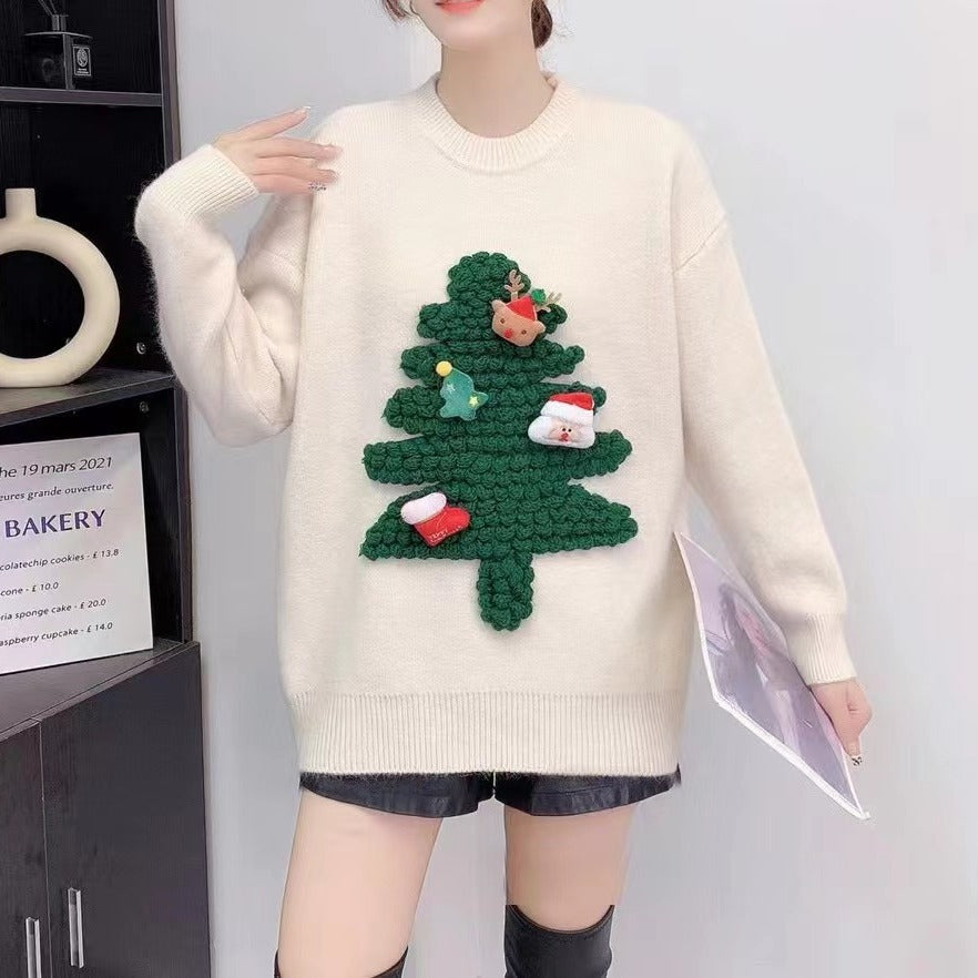 Merry Christmas Warm Pullover Knitted Sweaters-Shirts & Tops-Red-One Size-Free Shipping Leatheretro