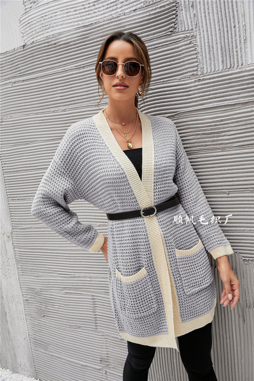 Casual Knitting Long Sleeves Women Overcoat-Shirts & Tops-Light Blue-S-Free Shipping Leatheretro