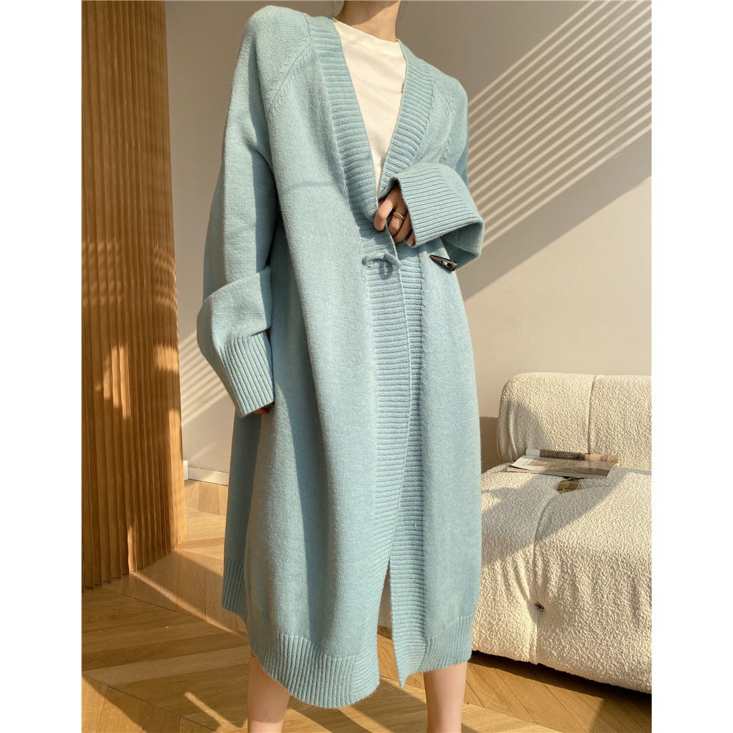 Classy Knitting Cozy Women Long Cardigans-Shirts & Tops-Sky Blue-One Size-Free Shipping Leatheretro