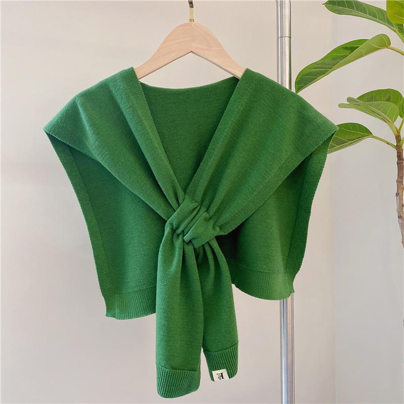 Fashion Women Cross Knitting Cape-Shirts & Tops-Green-45*90cm-Free Shipping Leatheretro