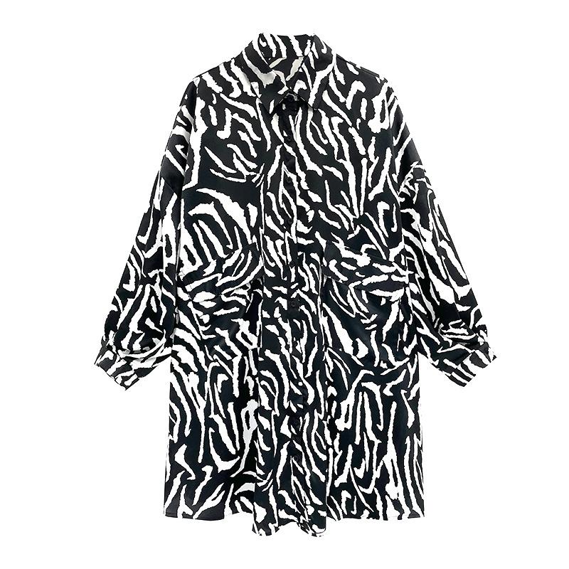 Women Long Sleeves Zebra Print Plus Sizes Shirts-Cozy Dresses-The same as picture-One Size-Free Shipping Leatheretro