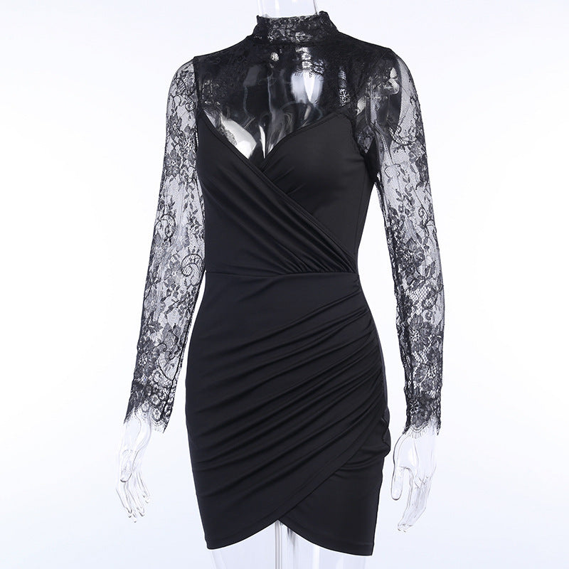 Black Sexy Lace Hot Mini Dresses-Dresses-Black-S-Free Shipping Leatheretro