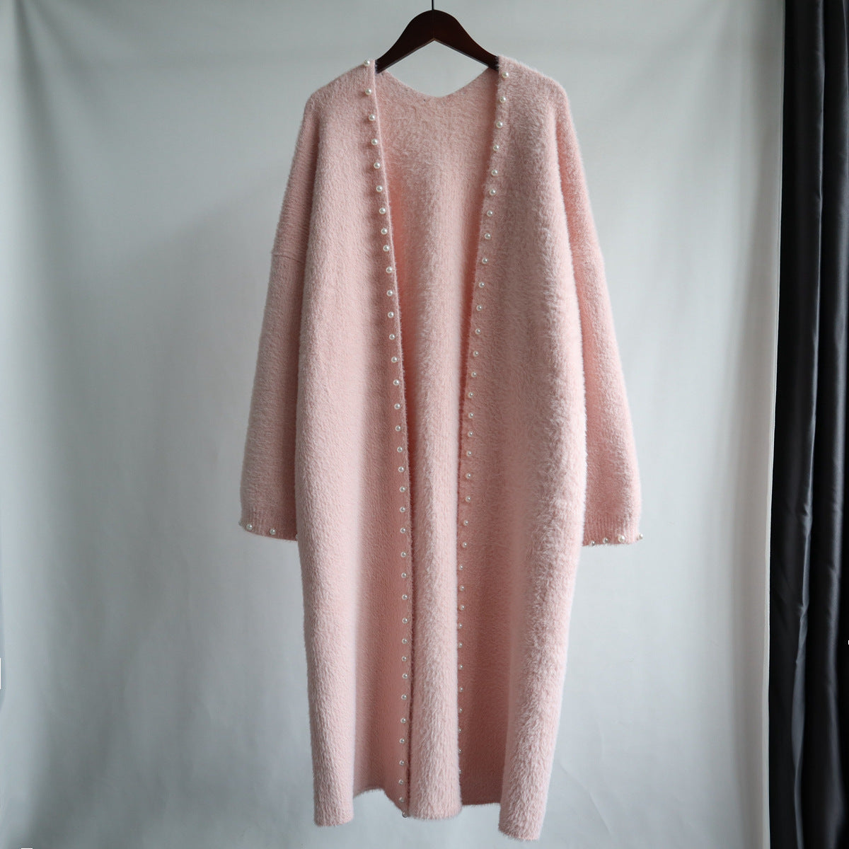Leisure Mink Wool Winter Long Overcoat for Women-Outerwear-Pink-One Size-Free Shipping Leatheretro