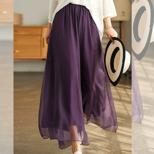 Fariy Summer Chiffon Women Plus Sizes Skirts-Skirts-Purple-XL-Free Shipping Leatheretro