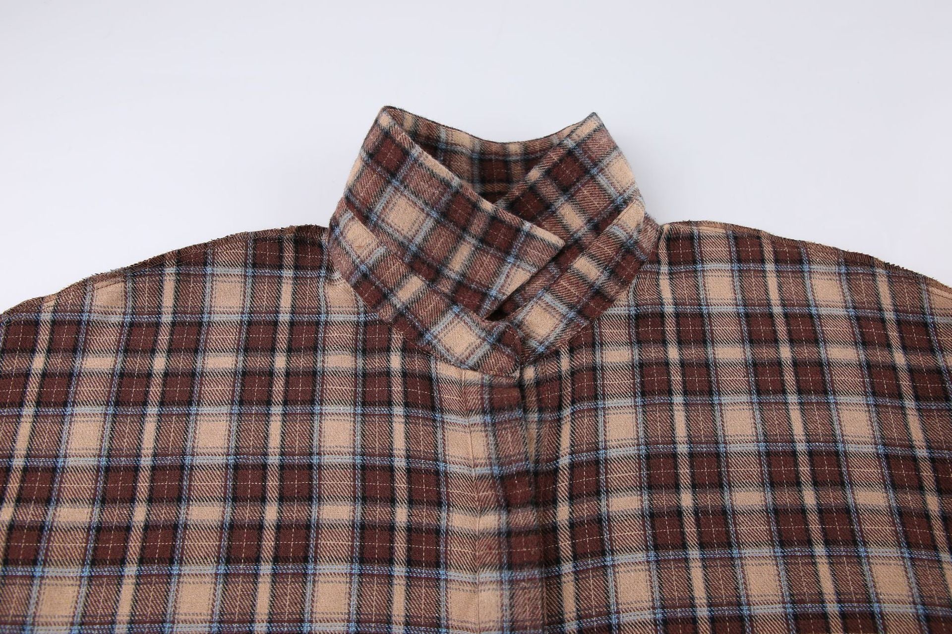 Designed Vintage Long Sleeves Plaid Shirts-Shirts & Tops-Khaki-S-Free Shipping Leatheretro