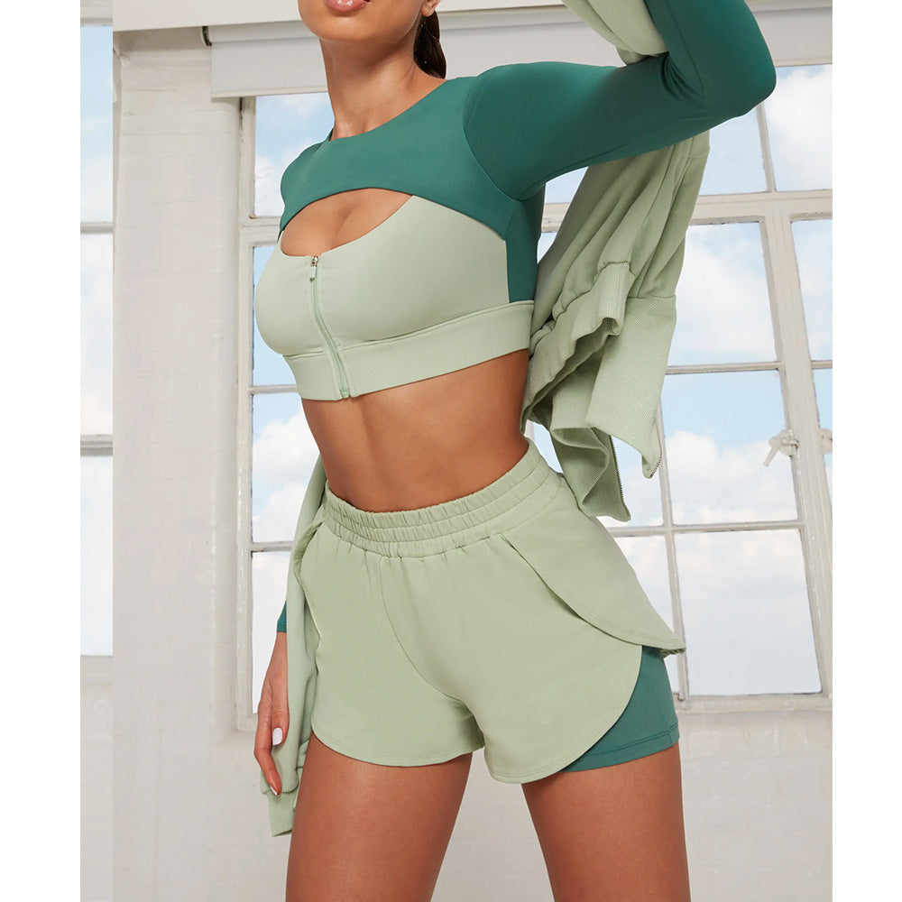 Summer Women Outdoor Sports Suits-Activewear-Green-S-Free Shipping Leatheretro
