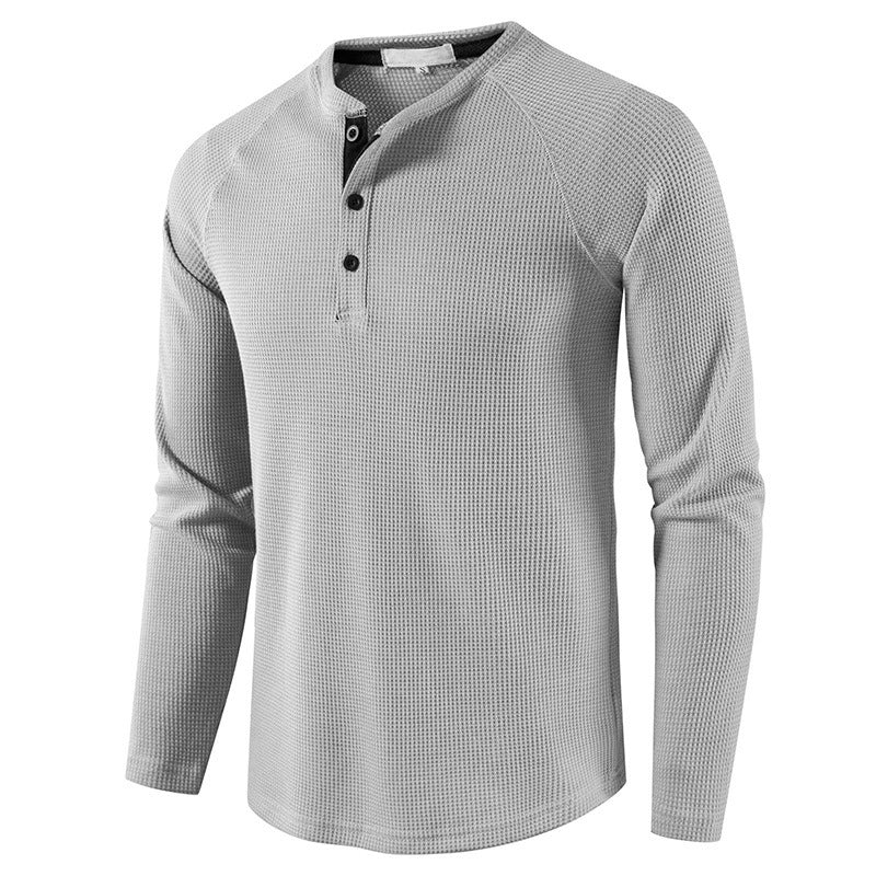 Fall Long Sleeves T Shirts for Men-Shirts & Tops-Light Gray-S-Free Shipping Leatheretro