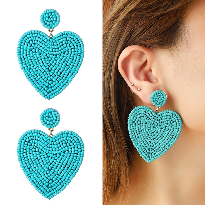 Fashion Beaded Heart Design Earrings-Earrings-DNXE05931-6-Free Shipping Leatheretro