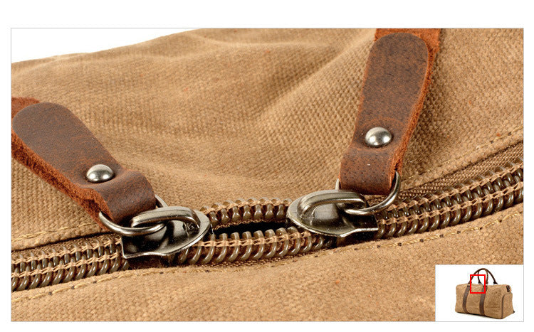 Men's Canvas Leather Bags for Traveling 6061-Canvas weekend bags-Khaki-Free Shipping Leatheretro