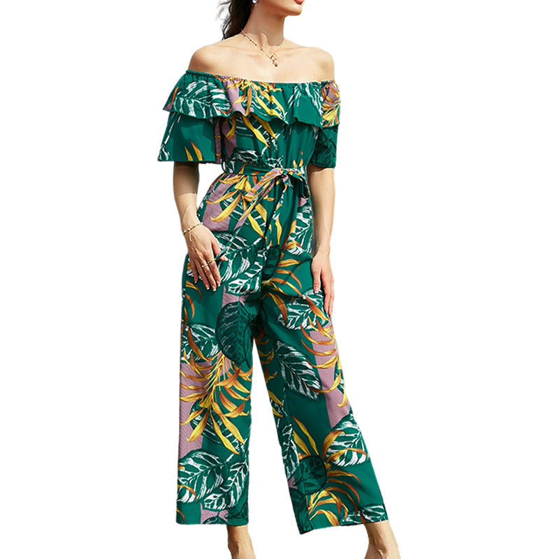 Sexy One Shoulder Chiffon Summer Beach Jumpsuits-Suits-Green-S-Free Shipping Leatheretro