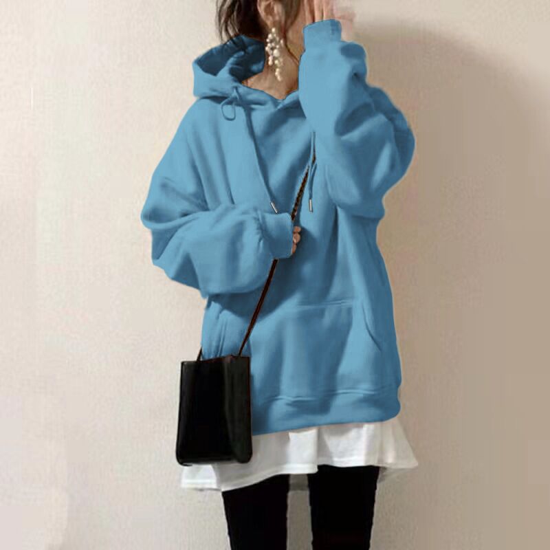 Casual Women Warm Cozy Pullover Hoodies-Shirts & Tops-Blue-M-Free Shipping Leatheretro