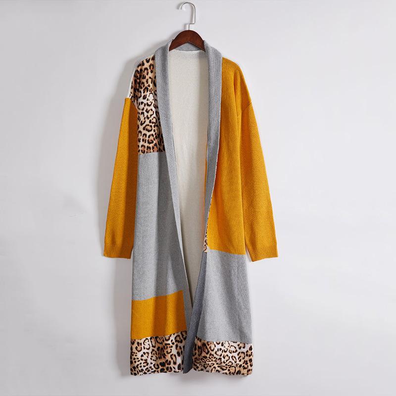 Fashion Women Leopard Casual Knitting Long Cardigan Sweaters-Cardigan Tops-The same as Picture-S-Free Shipping Leatheretro