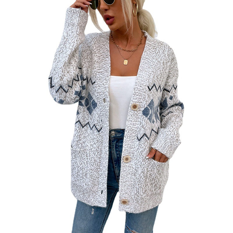 Fashion Christmas Flake Knitted Cardigan Coats-Shirts & Tops-Pink-S-Free Shipping Leatheretro