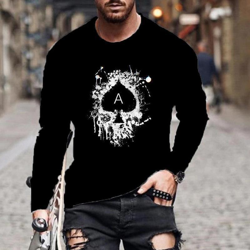 Casual Men Poke Design Long Sleeves T Shirts-Men's T Shirts-8-S-Free Shipping Leatheretro