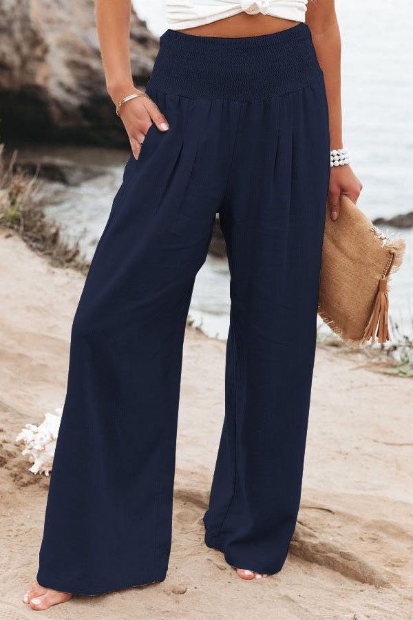 Casual Linen Summer Wide Legs Pants for Women-Pants-White-S-Free Shipping Leatheretro