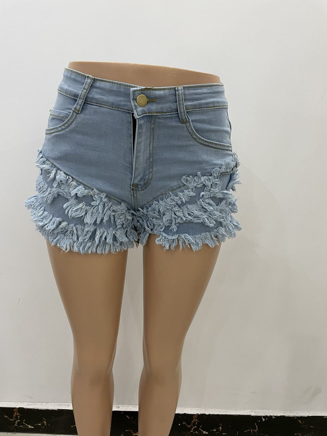 Casual Ruffled Denim Short Trousers for Women-Shorts-White-S-Free Shipping Leatheretro