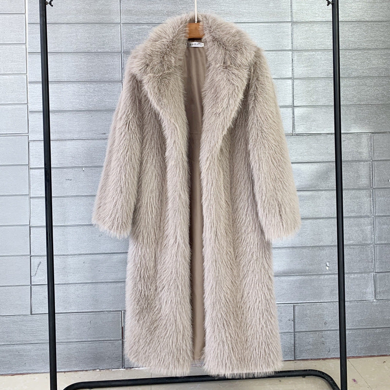 Winter Man-made Faux Fur Coats for Women-Khaki-S-Free Shipping Leatheretro