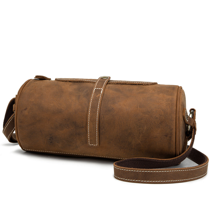 Fashion Samll Leather Barrel Bag XY001-Leatehr Barrel Bag-Brown-Free Shipping Leatheretro