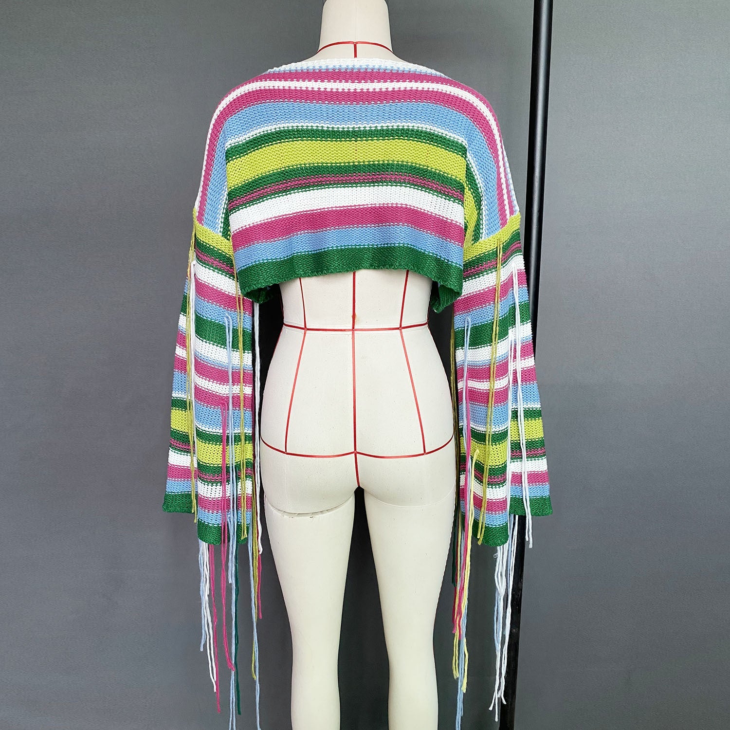Casual Rainbow Tassels Loose Sweaters-Shirts & Tops-A-S-Free Shipping Leatheretro