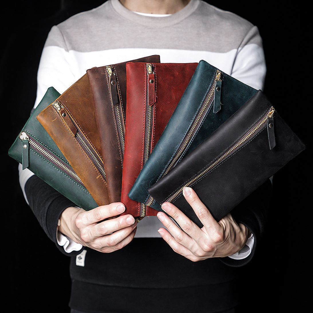 Vintage Large Storage Leather Cases P1080-Leather Cases-Black-Free Shipping Leatheretro