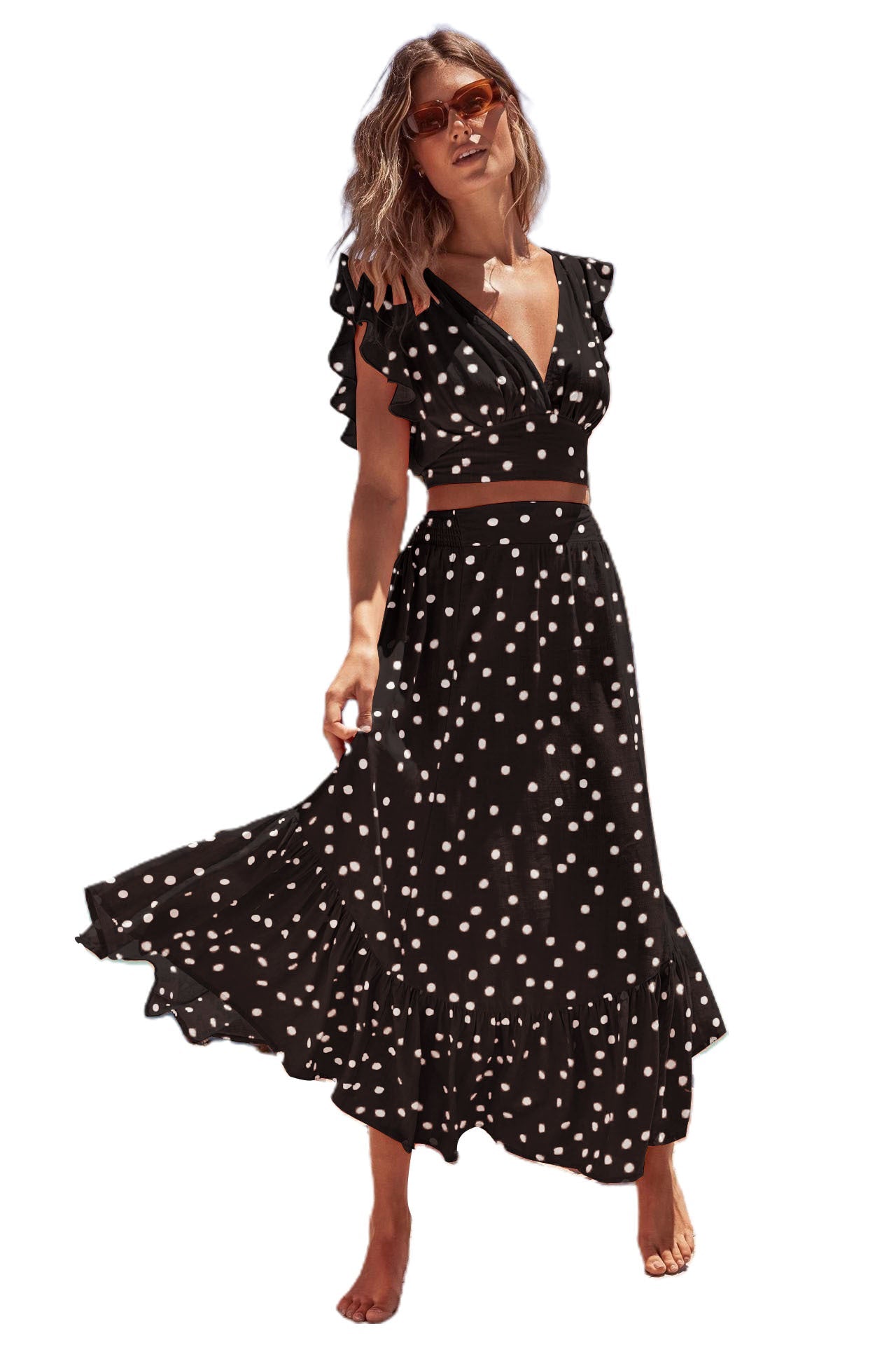 Casual Summer Bohemian Two Pieces Dresses-Dresses-Black-S-Free Shipping Leatheretro