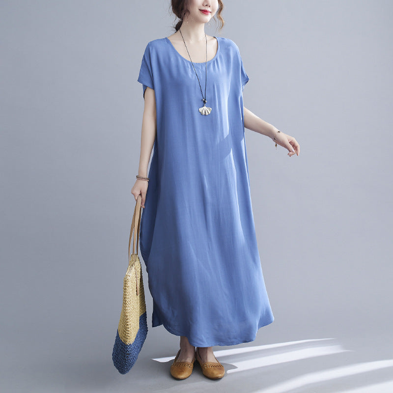Summer Simple Design Long Cozy Dresses-Dresses-Light Blue-One Size (45-75KG)-Free Shipping Leatheretro