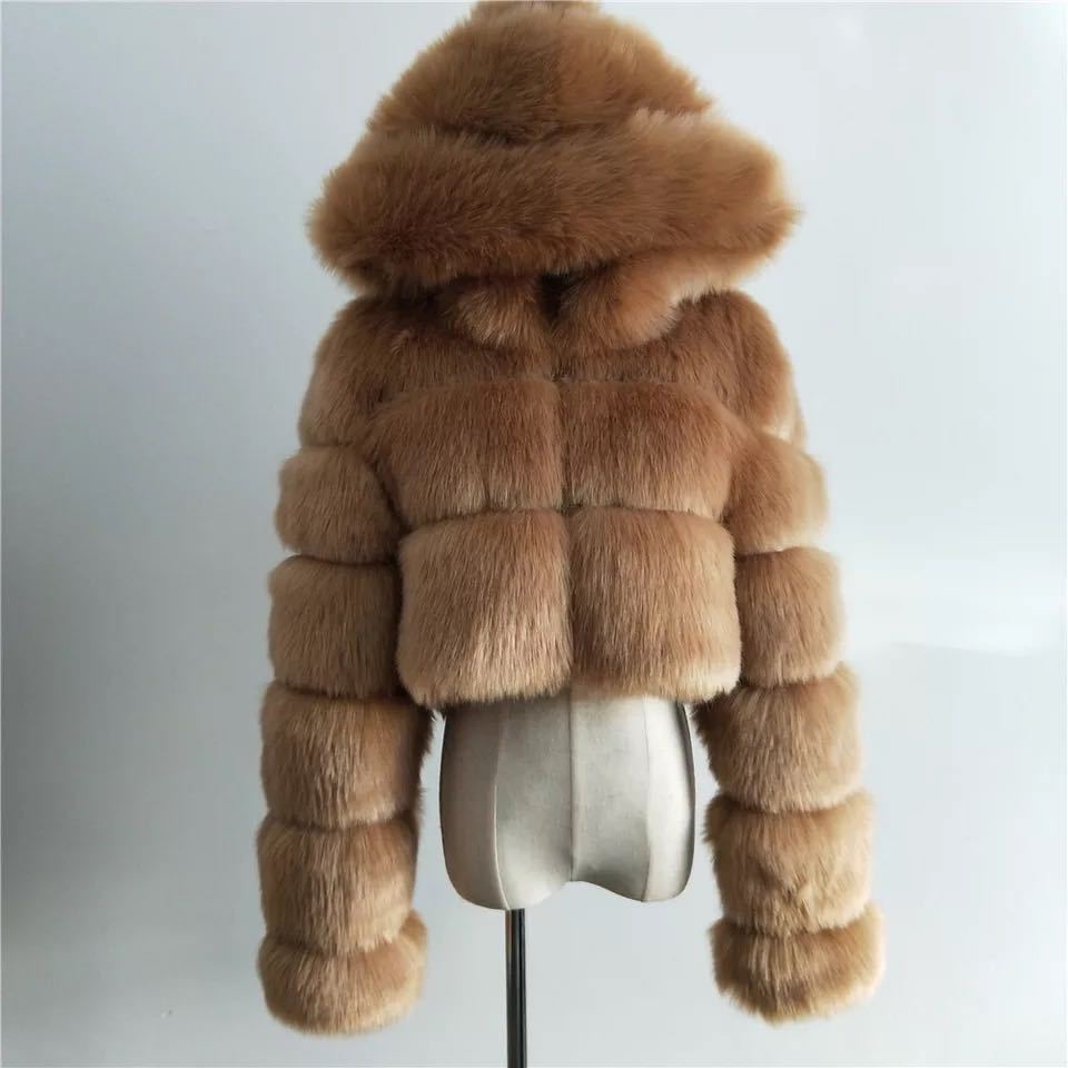 Fashion Artificial Faux Fur Short Overcoats for Women-Coats & Jackets-Brown-S-Free Shipping Leatheretro