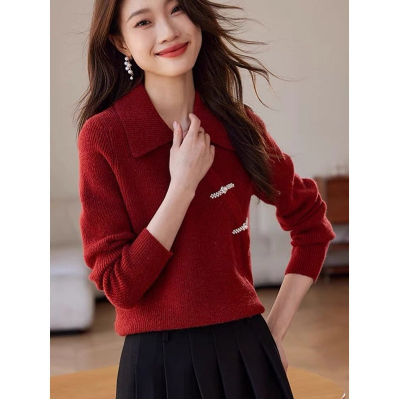 Elegant Christmas Red Vintage Sweaters-Coats & Jackets-Red-S-Free Shipping Leatheretro