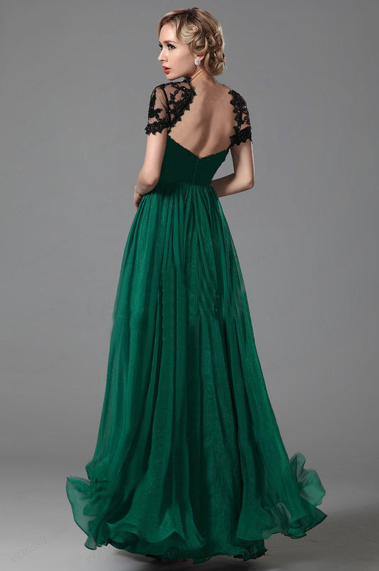 Elegant Chiffon Long Evening Dresses-Dresses-Green-XL-Free Shipping Leatheretro