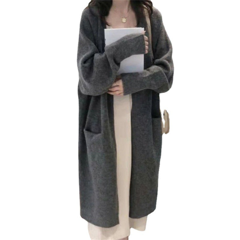 Casual Winter Long Knitted Coats for Girls-Outerwear-Blue-One Size-Free Shipping Leatheretro