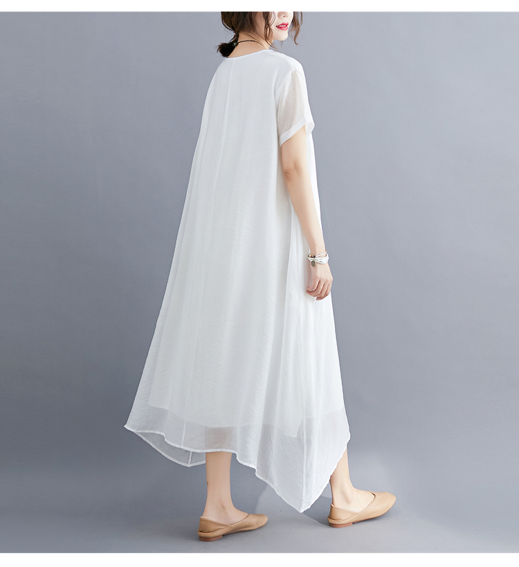 Cozy Summer Plus Sizes Women Dresses-Dresses-White-M-Free Shipping Leatheretro
