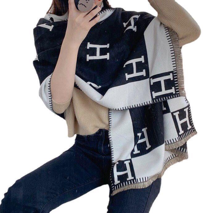 H Letter Winter Scarves-Scarves & Shawls-khaki-180*65 cm-Free Shipping Leatheretro