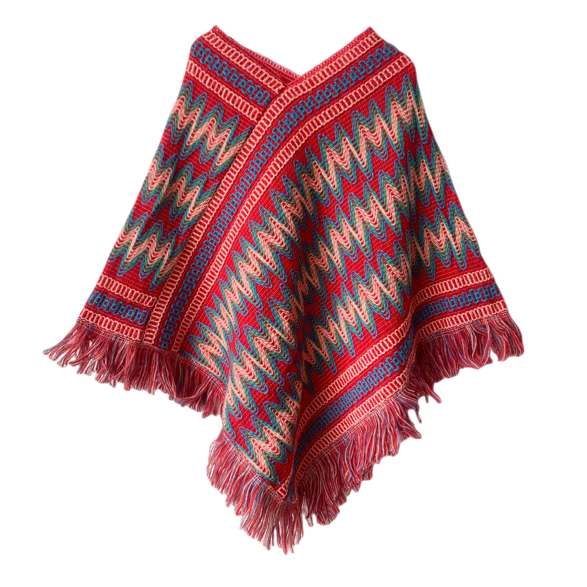 Winter Boho Shawl Capes for Women-Shawls-Red-80-100cm-Free Shipping Leatheretro