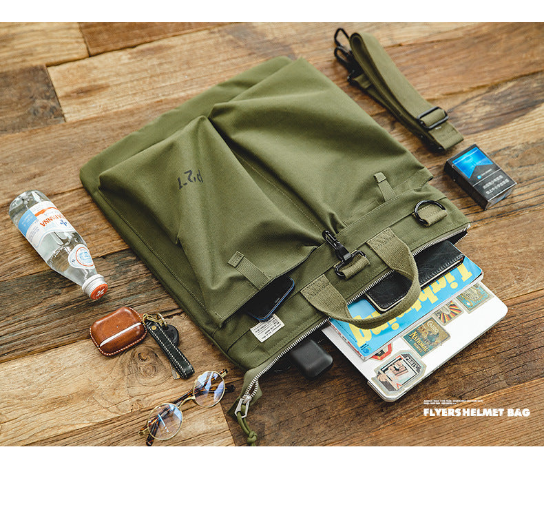 Designed Vintage Canvas Laptop Flyers Helmet Bag for Men-Handbags-Army Green-Free Shipping Leatheretro