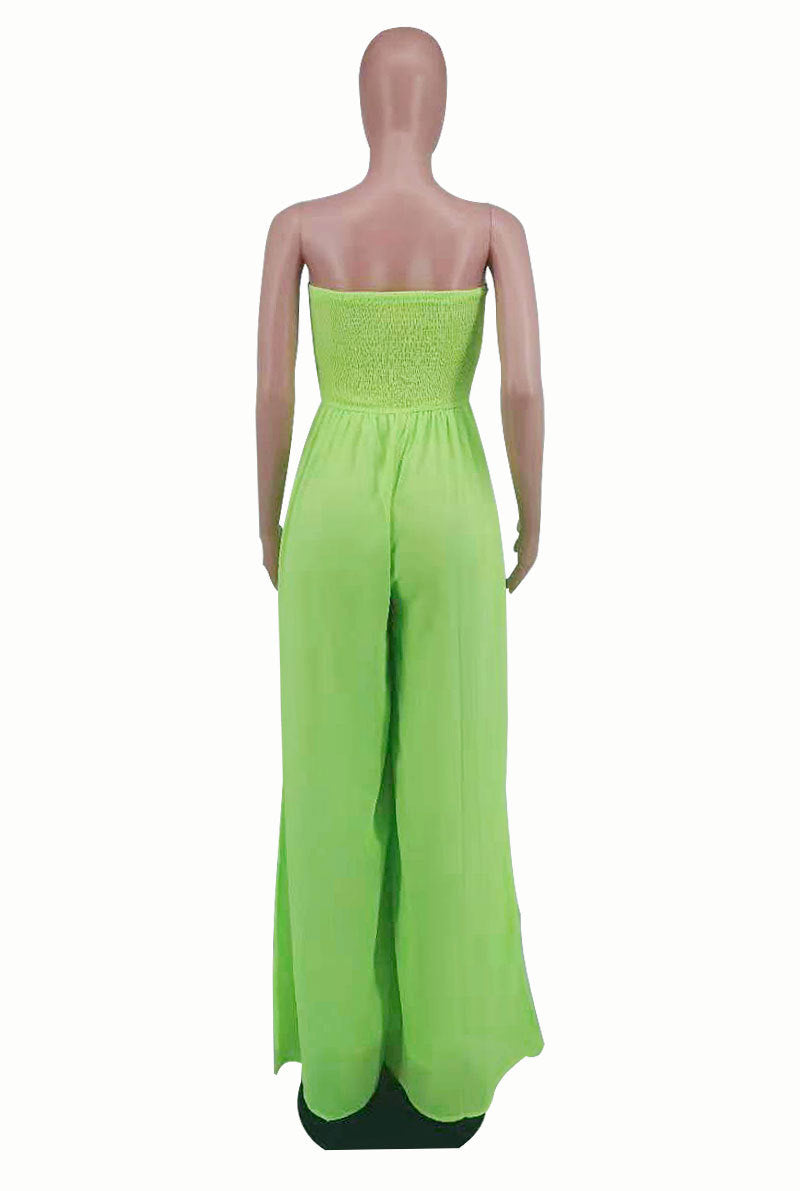 Sexy Strapless High Waist Chiffon Summer Jumpsuits-Suits-White-S-Free Shipping Leatheretro