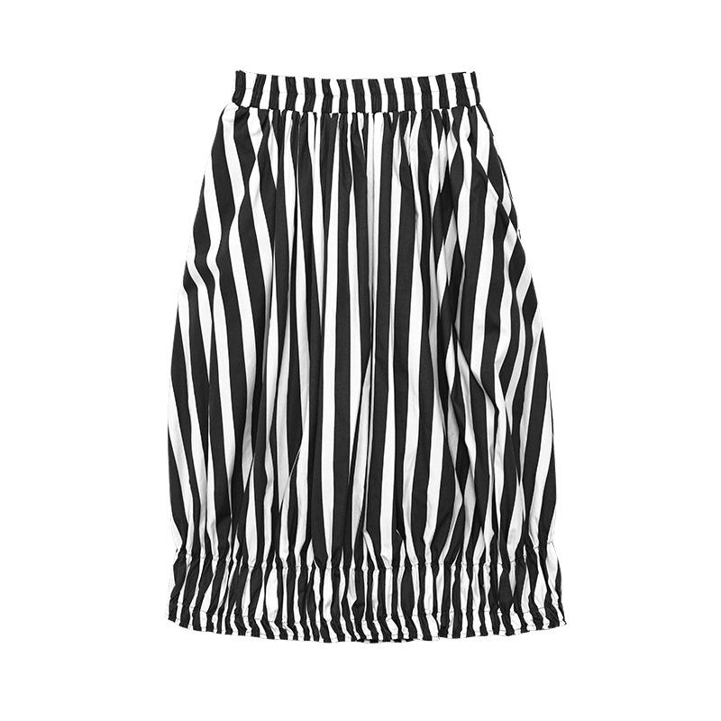 Fashion Personal Striped Shirts&skirts Two Pieces Sets-Two Pieces Suits-Black-Skirt-One Size-Free Shipping Leatheretro