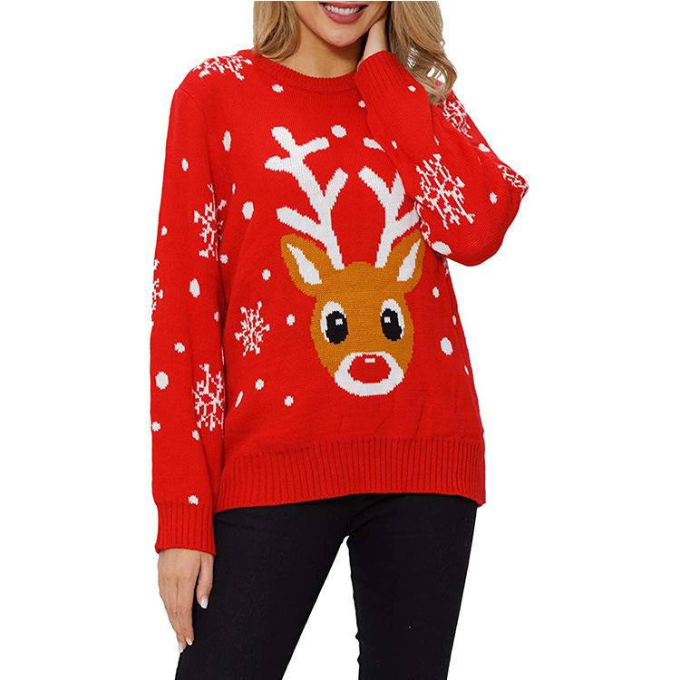 Red Christmas Elk Women Knitting Sweaters for Winter-Shirts & Tops-Red-S-Free Shipping Leatheretro