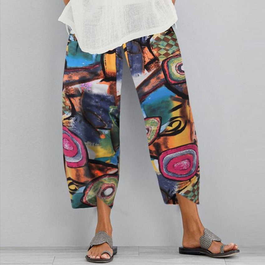 Casual Floral Print Summer Pants for Women-Pants-H-S-Free Shipping Leatheretro