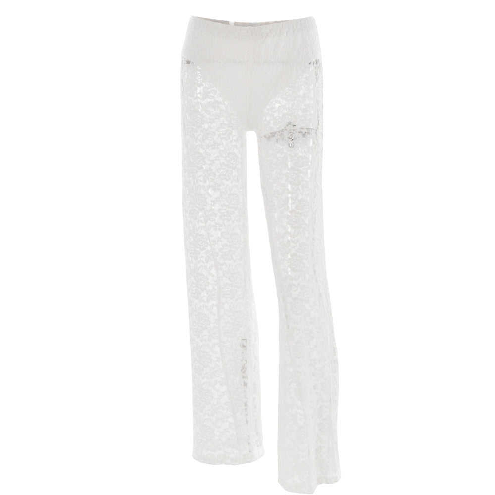 Sexy See Through Summer Wide Legs Pants-Pants-White-S-Free Shipping Leatheretro