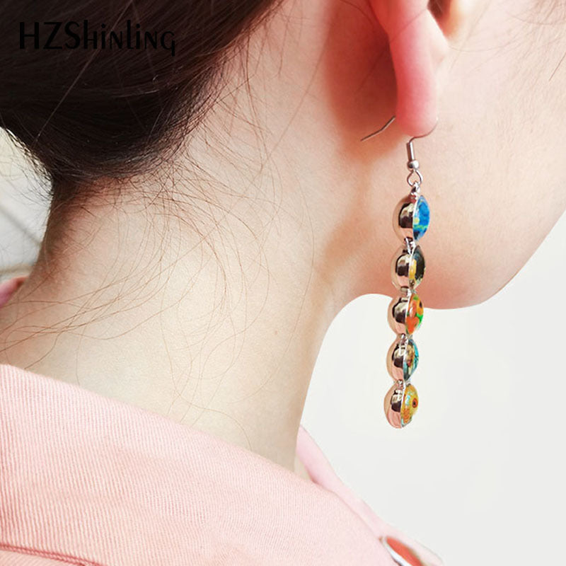 Sunflower Design Stone Drop Earrings for Women-Earrings-1-Free Shipping Leatheretro