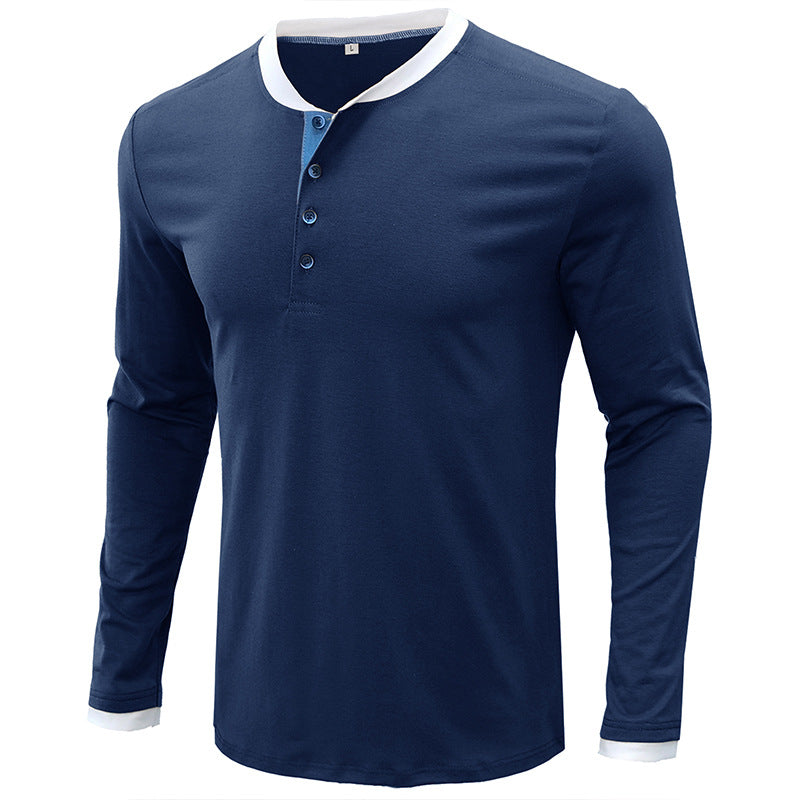 Leisure Fall Long Sleeves T Shirts for Men-Shirts & Tops-Blue-S-Free Shipping Leatheretro