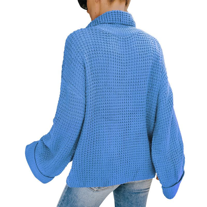 Women Turtleneck Knitting Fall Sweaters-Sweaters-Green-S-Free Shipping Leatheretro