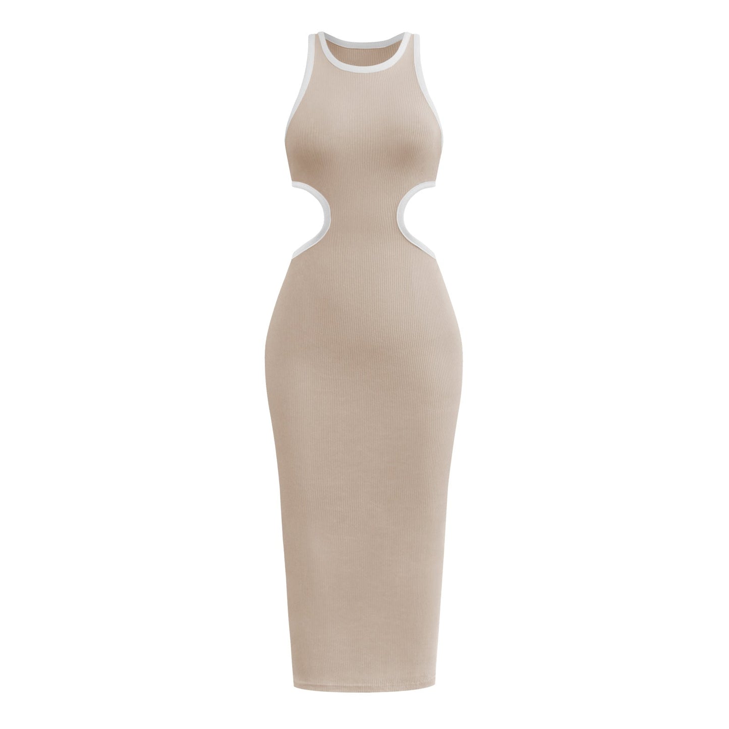 Sexy Backless Knitted Sheath Midi Dresses-Dresses-Apricot-S-Free Shipping Leatheretro