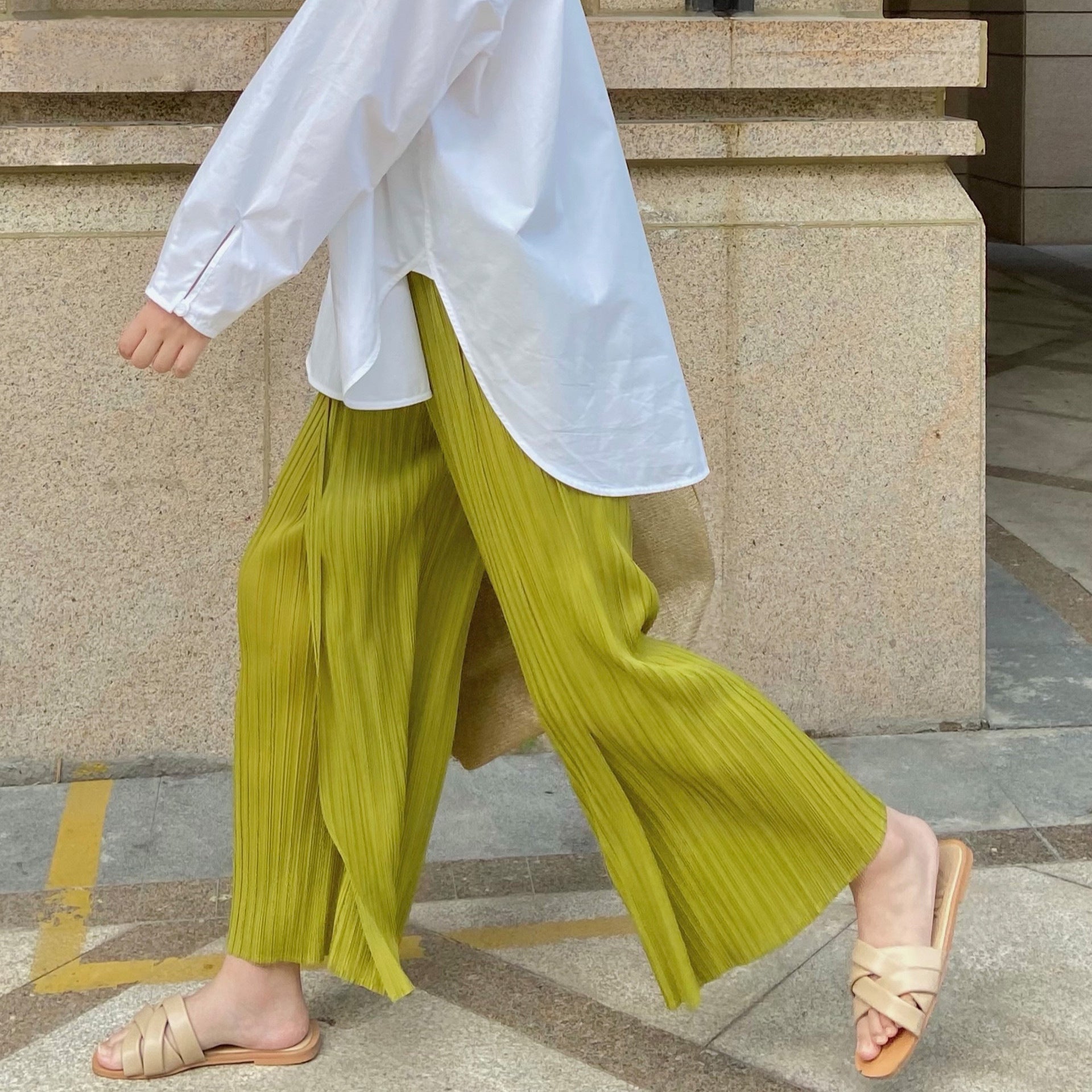 Fairy Light Green High Waist Summer Pants for Women-Pants-Light Green-One Size (45-65kg)-Free Shipping Leatheretro